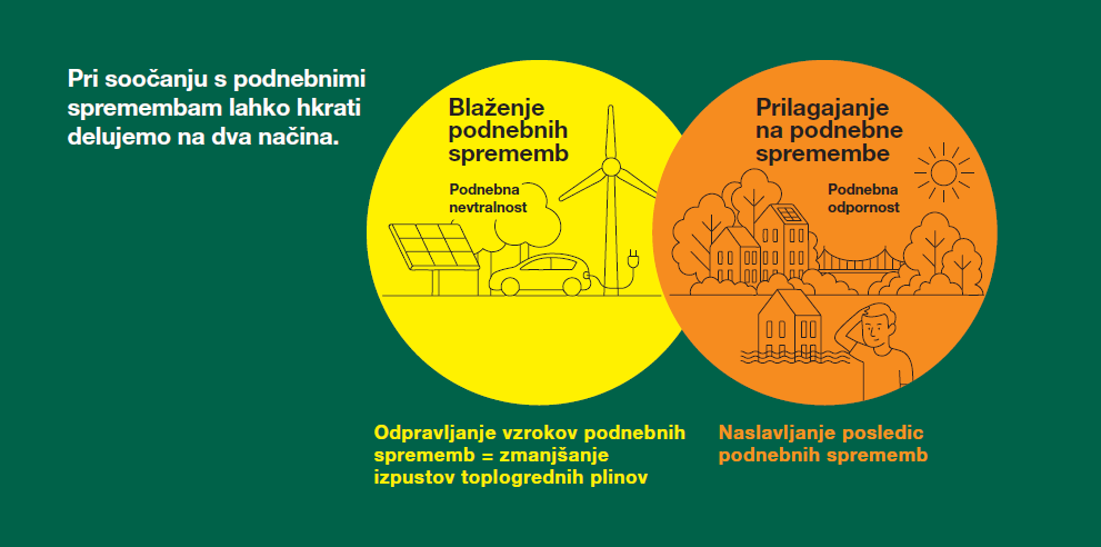 Blaženje podnebnih sprememb odpravlja vzroke, prilagajanje naslavlja posledice